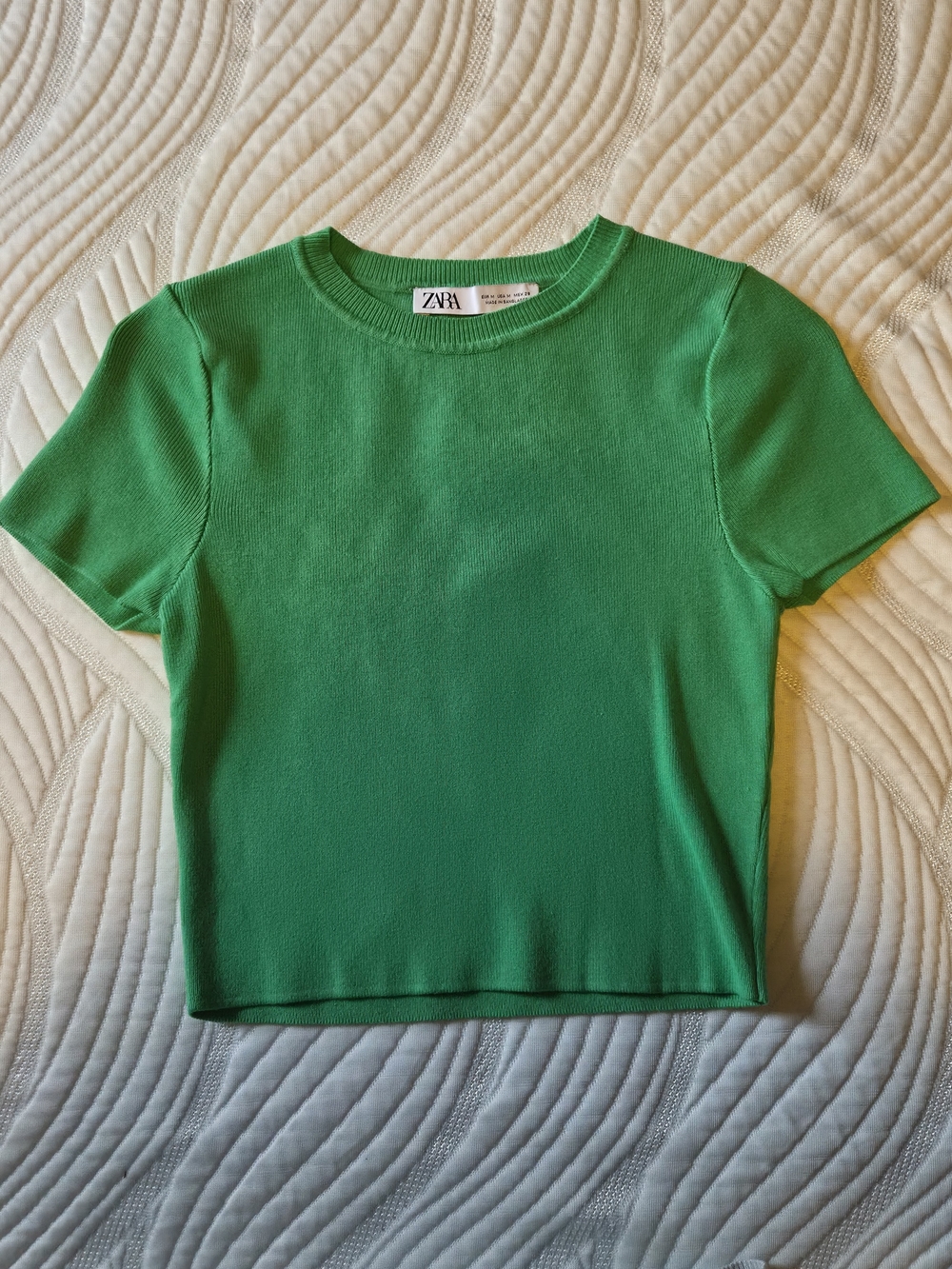 Zara Bright Green Short-Sleeve Knit Tee
